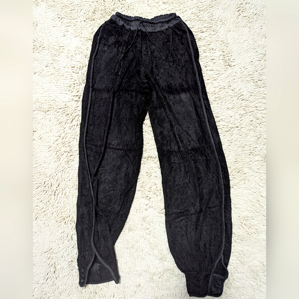 Ronny Kobo Black Crushed Velvet Track Pants- Size XS